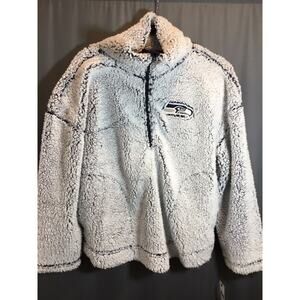 Womens L Sherpa Seattle Seahawks NFL Sweater/Jacket/Pullover 3/4 Zip New W/tags